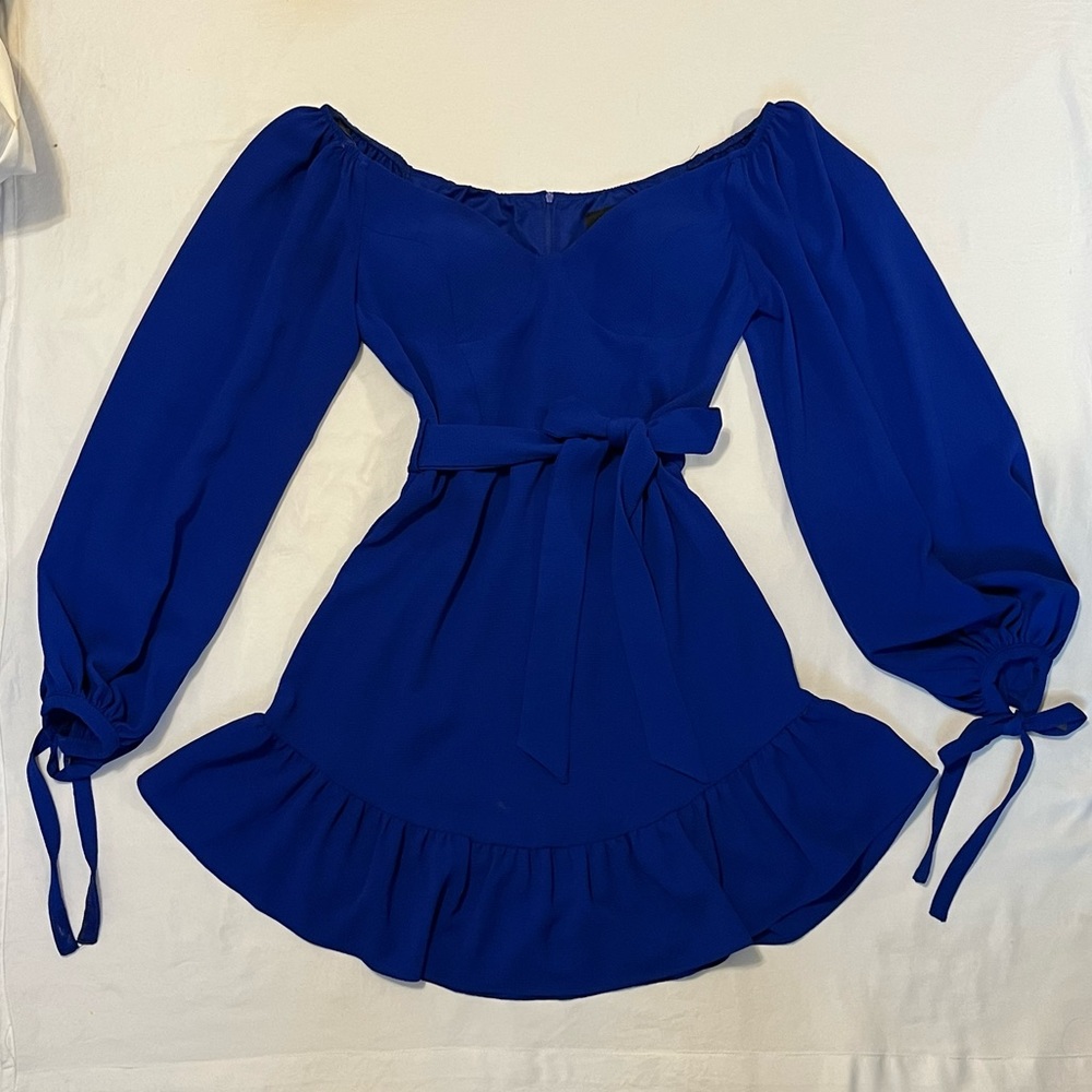 Royal blue flowy dress with sleeves